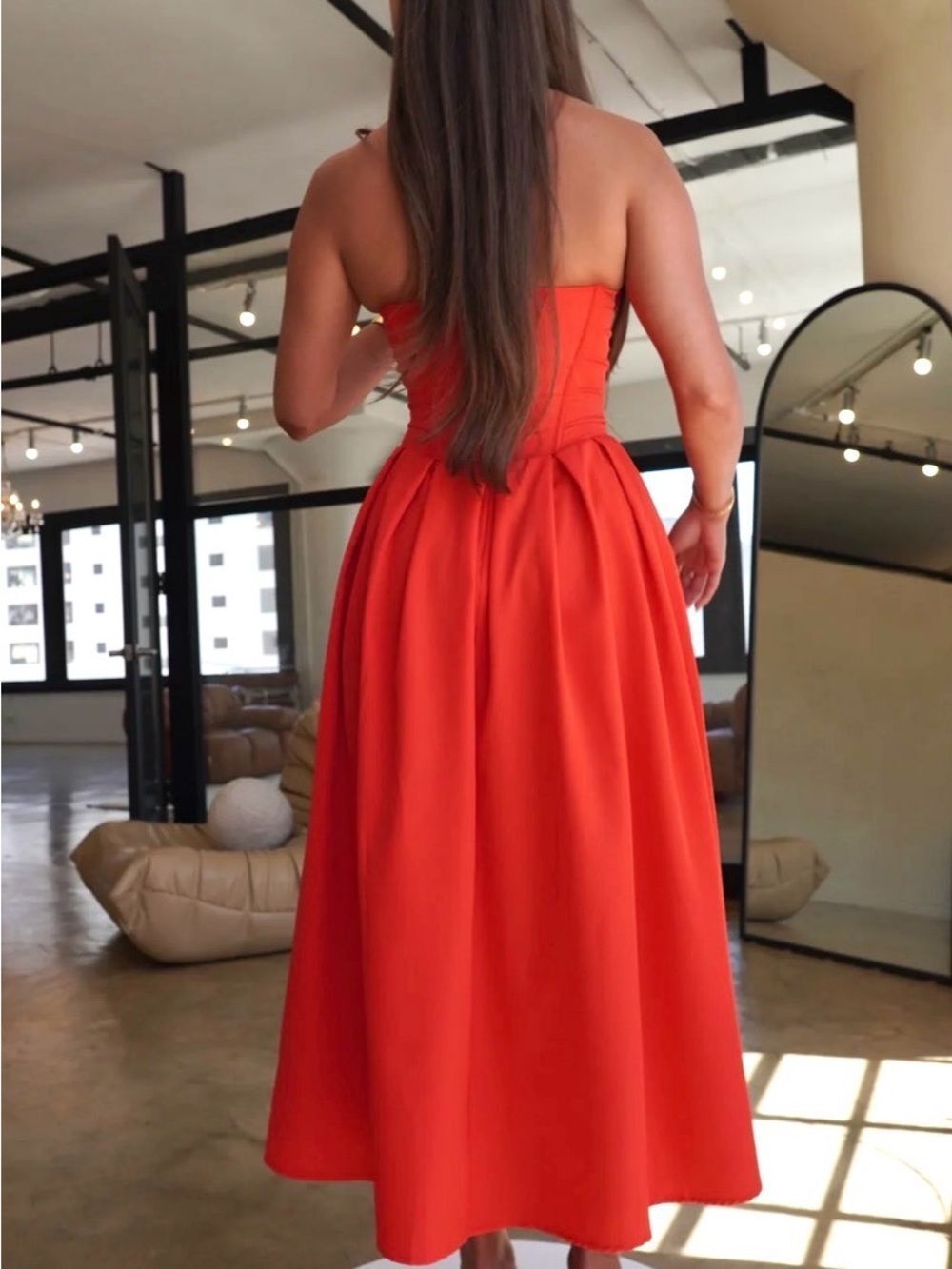 TOXIC ENVY Charlotte Strapless Midi Dress Red Sweetheart Bodice XL NWT - Picture 3 of 12